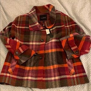 Talbots wool plaid coat size 12
